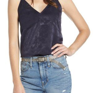 SOMETHING NAVY Women's Size Small Blue Satin V-Neck Cami